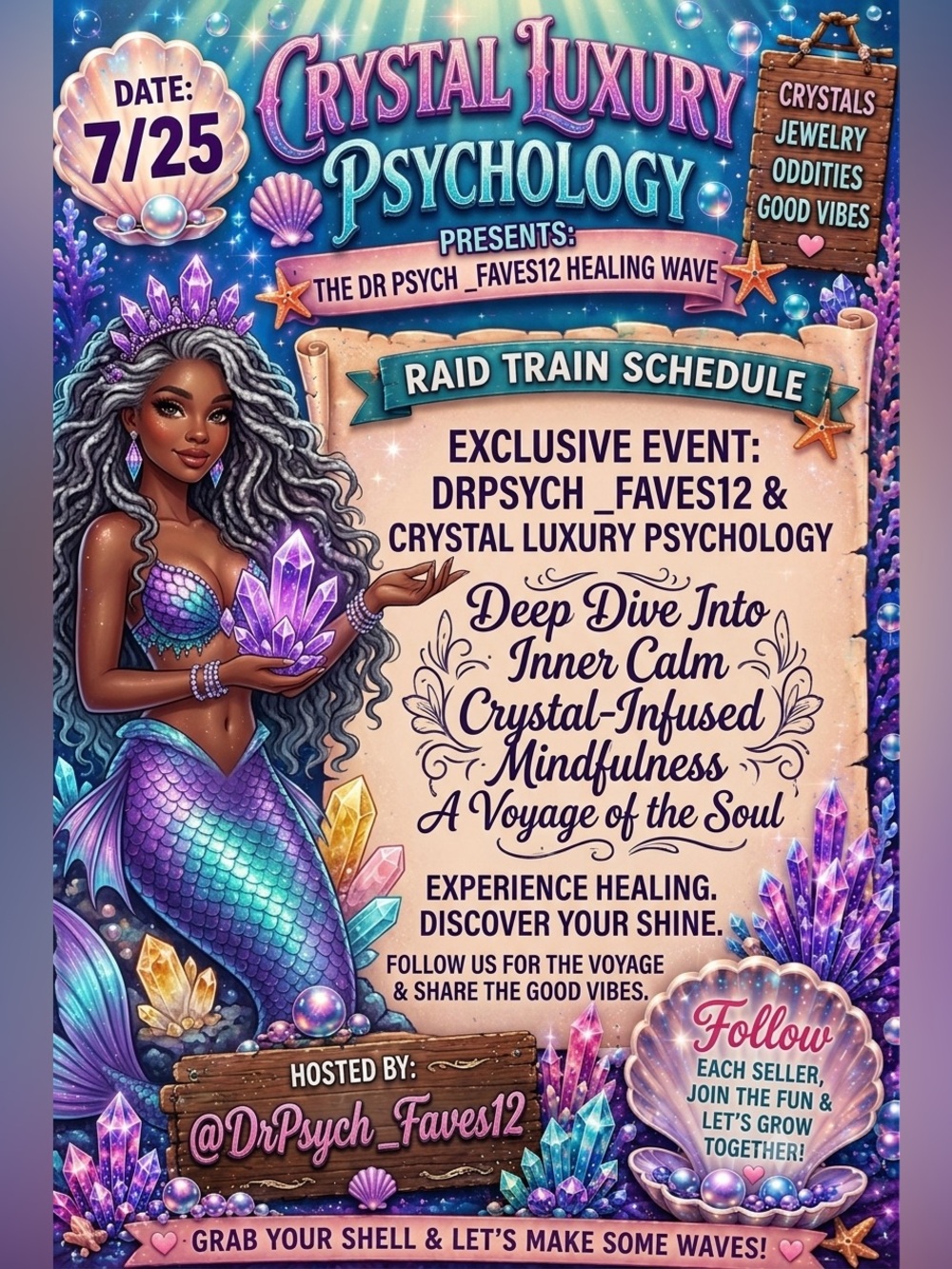7/25 Druzycove111 Mermaid Market w/DrPsych_Faves12 & Crystal Luxury Psychology - Picture 1 of 16